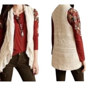 Anthropologie Knitted & Knotted Cable Knit Long Cardigan Sweater Vest Womens M/L